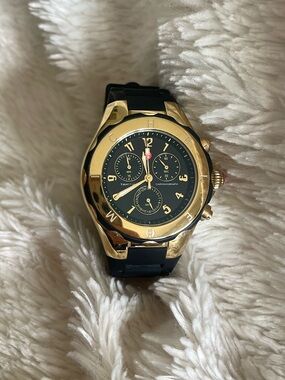 Michele Tahitian Jelly Bean 
Gold-Tone Chronograph Watch